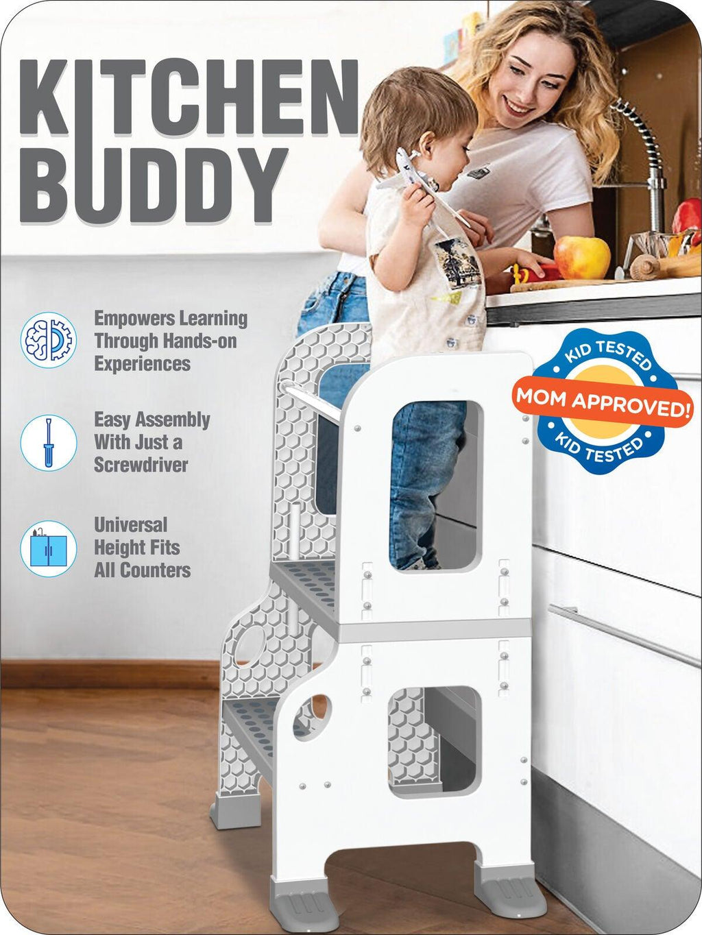 Kitchen Buddy Learning Tower 2-in-1 Stool for Ages 1-3 - Etyn Online {{ product_tag }}