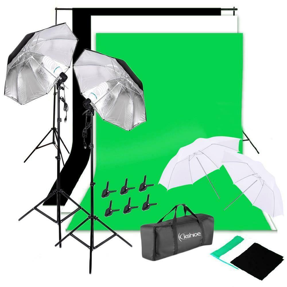 NEW Photo Studio Lighting Photography 2 Backdrop Stand Light Kit Umbrella Set US - Etyn Online {{ product_tag }}